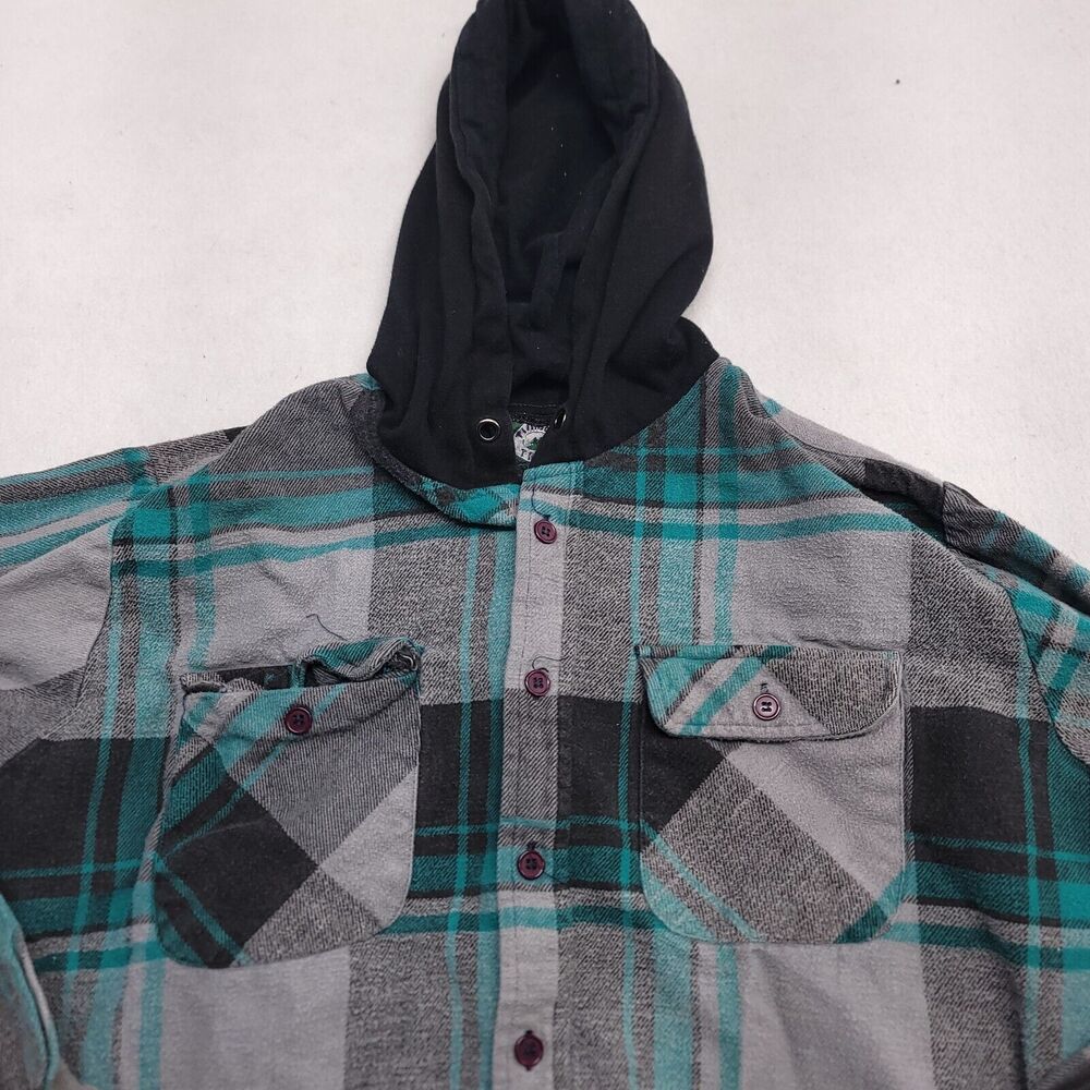 Gray Lightweight Plaid Hooded Shirt Jacket